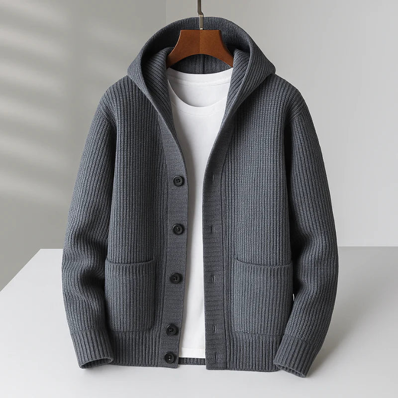ARLO | CARDIGAN TRICOTÉ À CAPUCHE MAILLE DOUCE