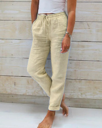 Sandra | Pantalon avec élastique en coton et lin