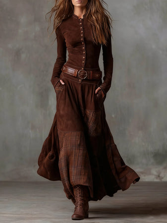 SAVANNA | ROBE LONGUE PATCHWORK COWGIRL CHIC