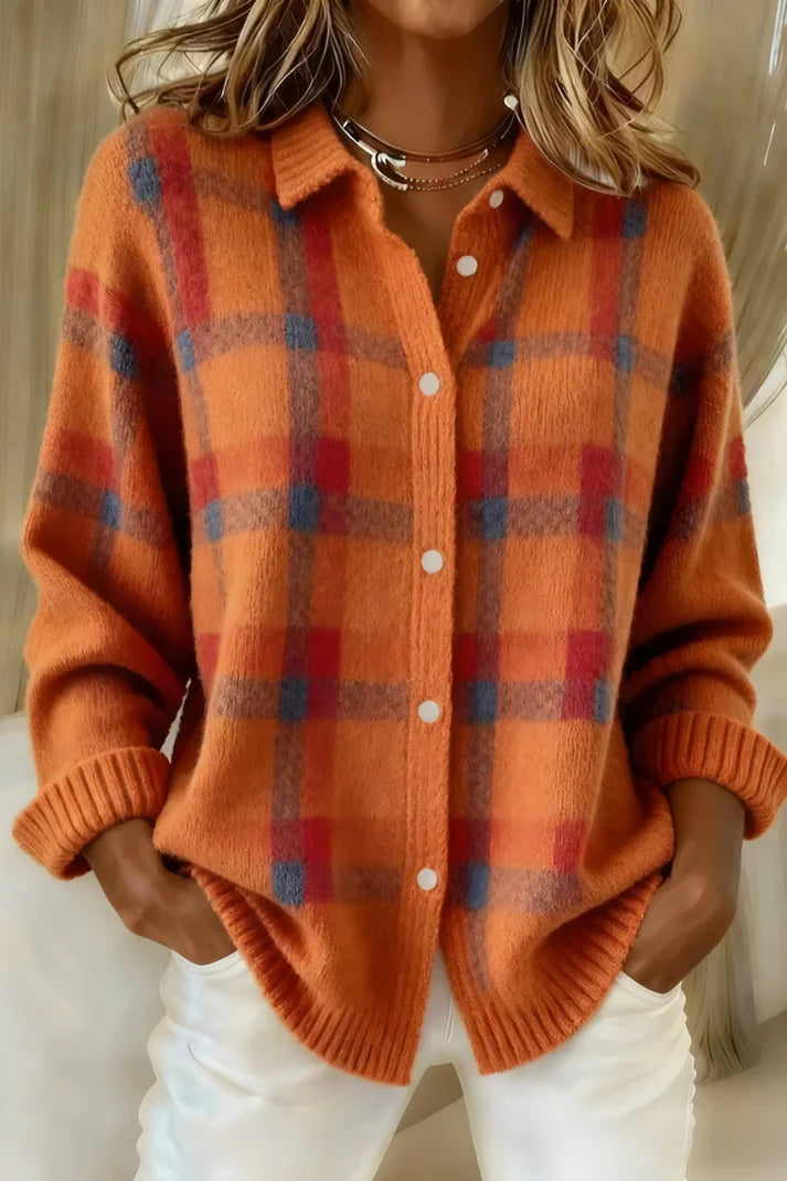 ELORA | CHEMISE TRICOTÉE CARREAUX COSYWEAVE